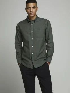 JJEOXFORD BASIC SHIRT L/S NOOS dunkelgrün