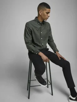 JJEOXFORD BASIC SHIRT L/S NOOS dunkelgrün
