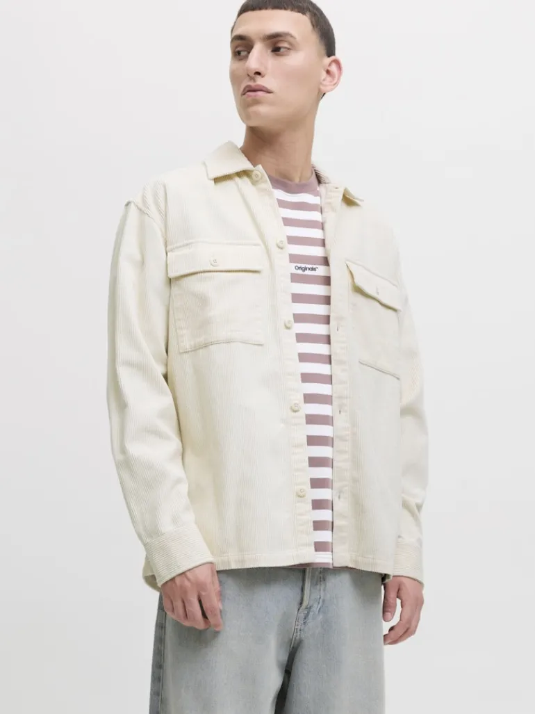 JJEPERFECT CORDUROY OVERSHIRT LS SN antique white