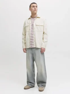 JJEPERFECT CORDUROY OVERSHIRT LS SN antique white