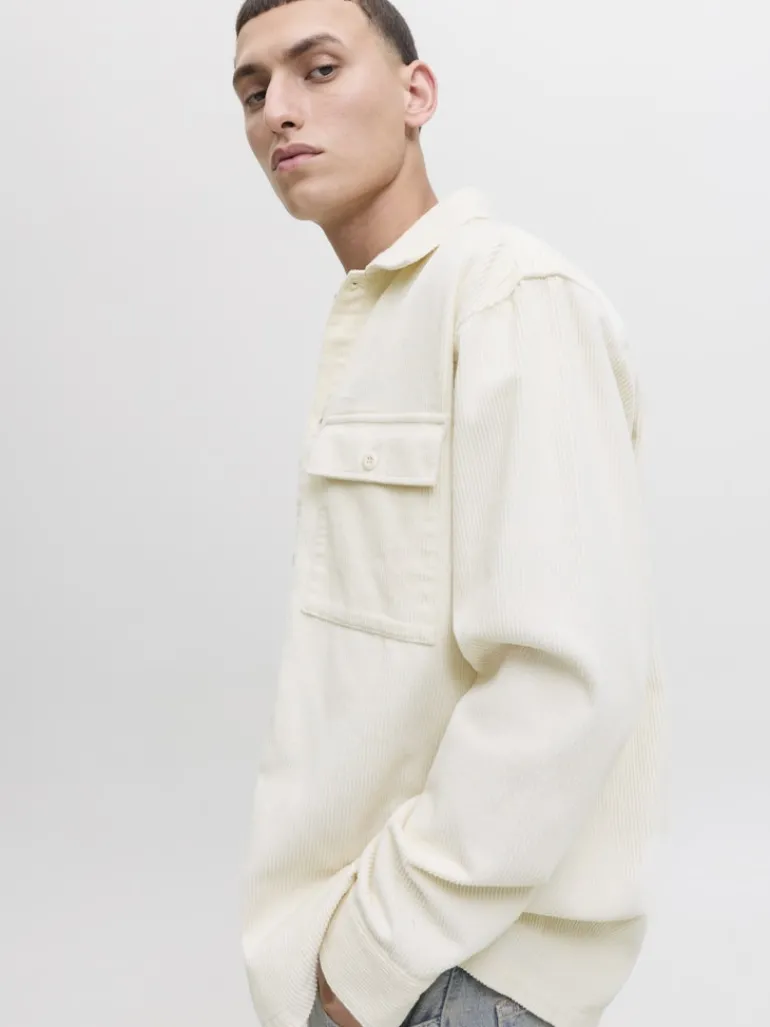 JJEPERFECT CORDUROY OVERSHIRT LS SN antique white
