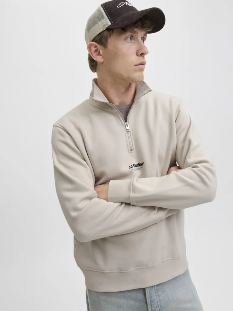 JJESOHO SWEAT QUARTER ZIP HN NOOS moonbeam