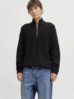 JJKAITO KNIT HALF ZIP BF black
