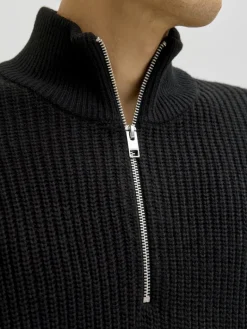 JJKAITO KNIT HALF ZIP BF black