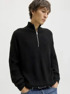 JJKAITO KNIT HALF ZIP BF black