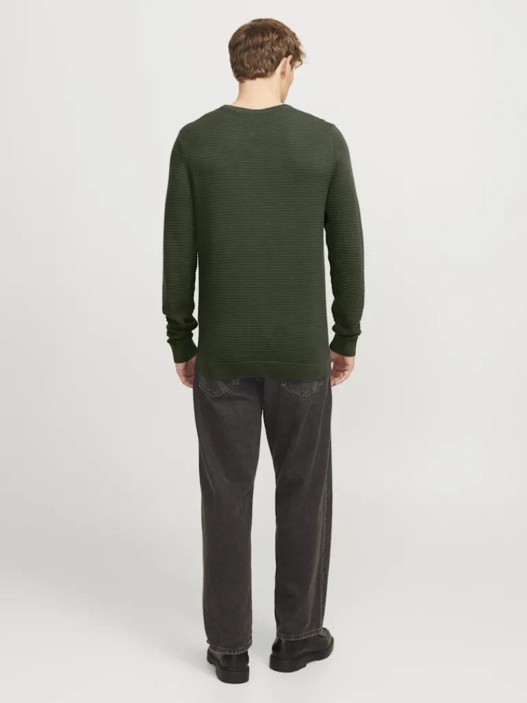JJOTTO KNIT CREW NECK LN kombu green