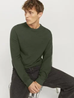 JJOTTO KNIT CREW NECK LN kombu green