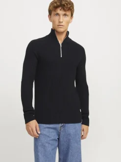 JJPANNEL KNIT HALF ZIP AW24 black