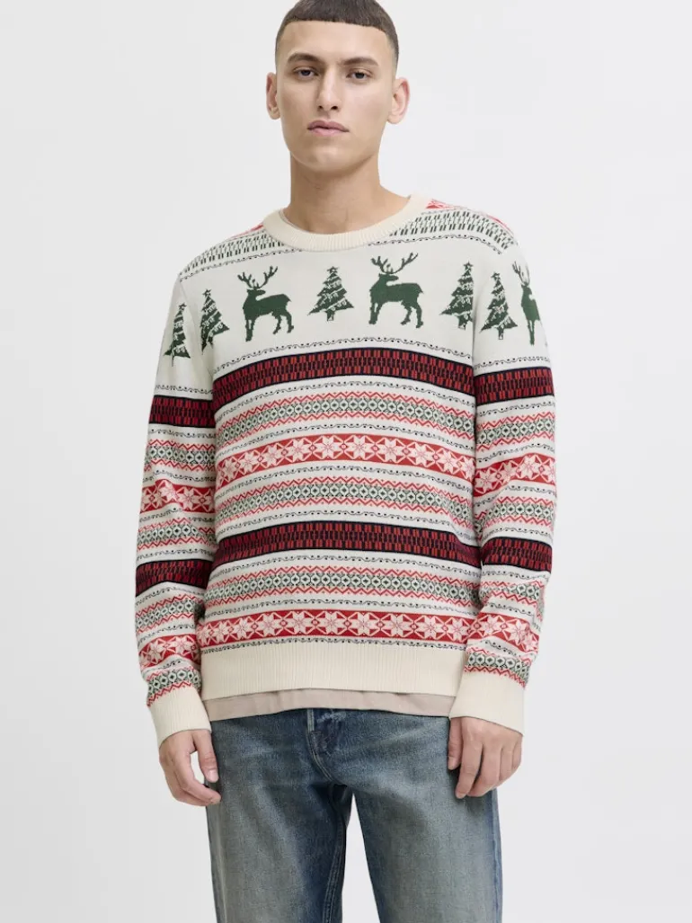 JJXMAS NOEL KNIT CREW NECK dark green