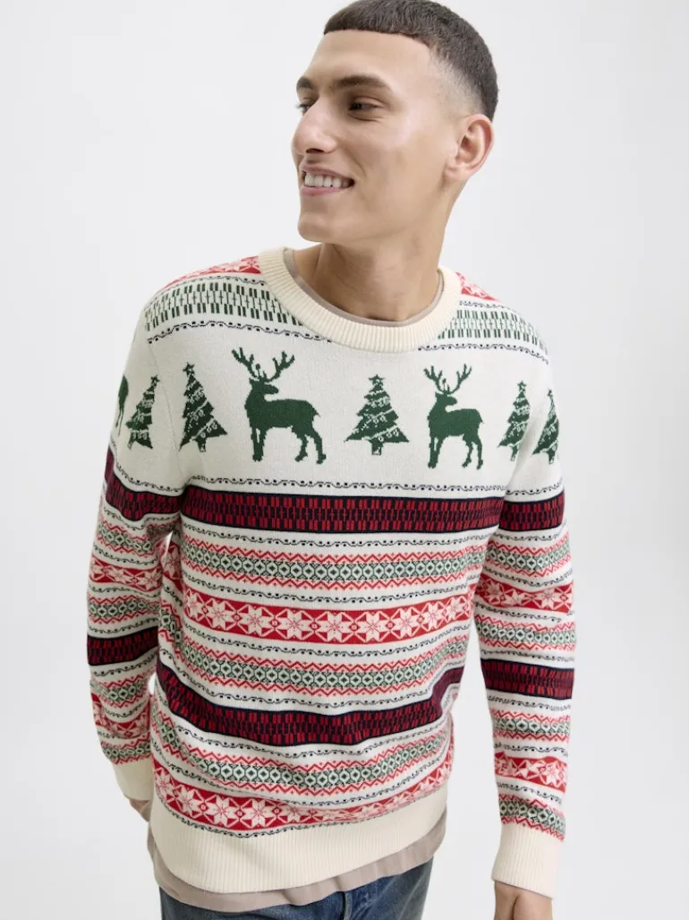 JJXMAS NOEL KNIT CREW NECK dark green