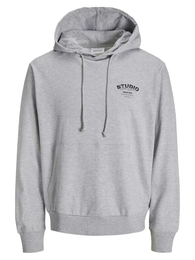 JJYUKI SWEAT HOOD BF light grey melange-small print