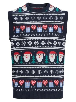 JORFESTIVE XMAS KNIT VEST CREW NECK blau2