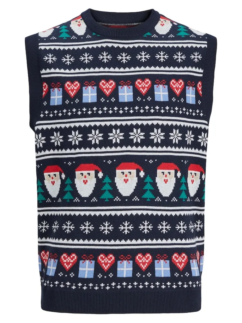 JORFESTIVE XMAS KNIT VEST CREW NECK blau2