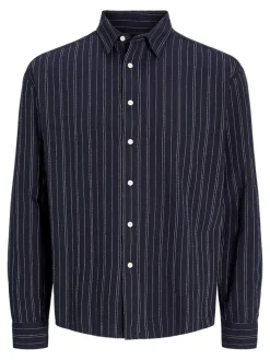 JORJAMES SPLIT STRIPE SHIRT LS sky captain