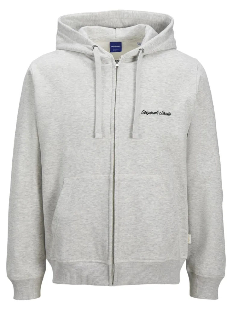 JORNORREBRO EMB SWEAT ZIP HOOD NOOS white melange