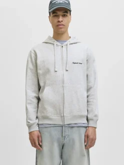 JORNORREBRO EMB SWEAT ZIP HOOD NOOS white melange