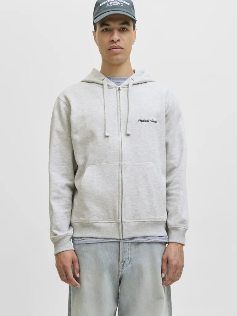 JORNORREBRO EMB SWEAT ZIP HOOD NOOS white melange