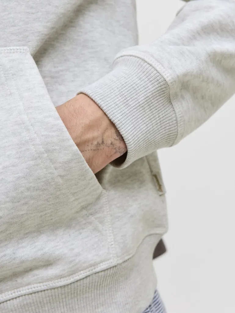 JORNORREBRO EMB SWEAT ZIP HOOD NOOS white melange