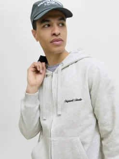 JORNORREBRO EMB SWEAT ZIP HOOD NOOS white melange