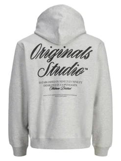JORNORREBRO TYPO BACK SWEAT HOOD SN white melange
