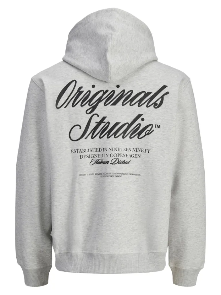 JORNORREBRO TYPO BACK SWEAT HOOD SN white melange