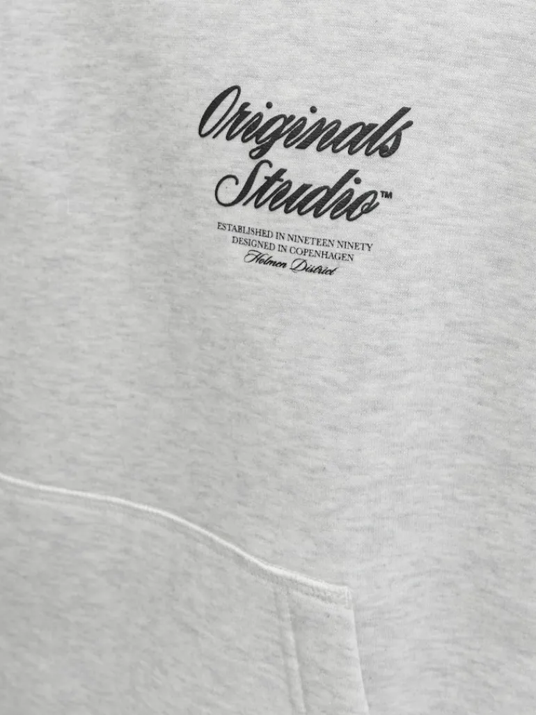 JORNORREBRO TYPO BACK SWEAT HOOD SN white melange
