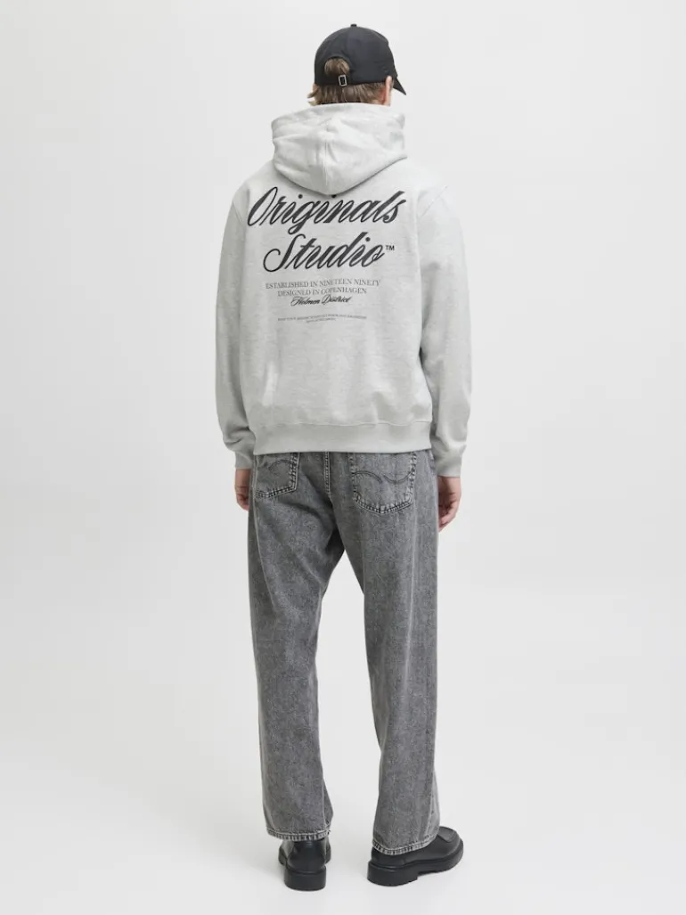 JORNORREBRO TYPO BACK SWEAT HOOD SN white melange