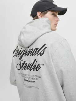 JORNORREBRO TYPO BACK SWEAT HOOD SN white melange