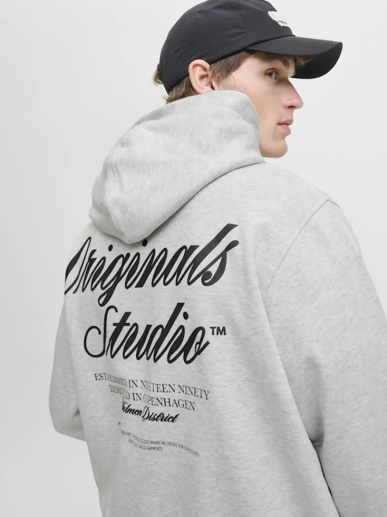 JORNORREBRO TYPO BACK SWEAT HOOD SN white melange