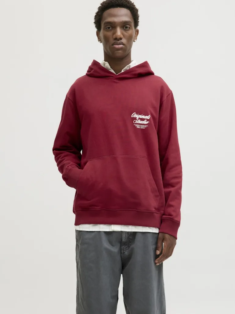 JORNORREBRO TYPO BACK SWEAT HOOD SN tibetan red