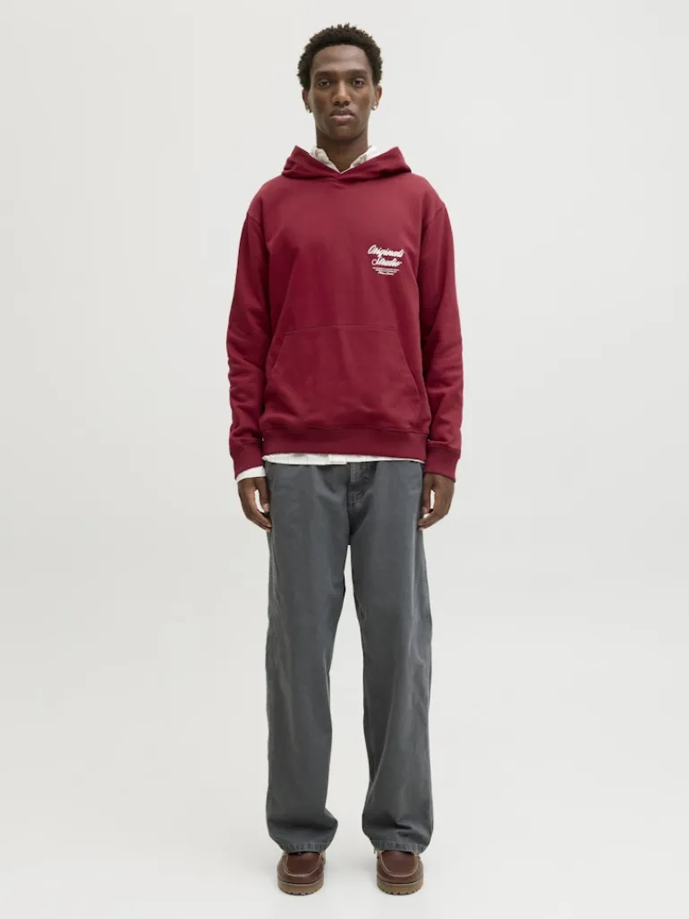 JORNORREBRO TYPO BACK SWEAT HOOD SN tibetan red
