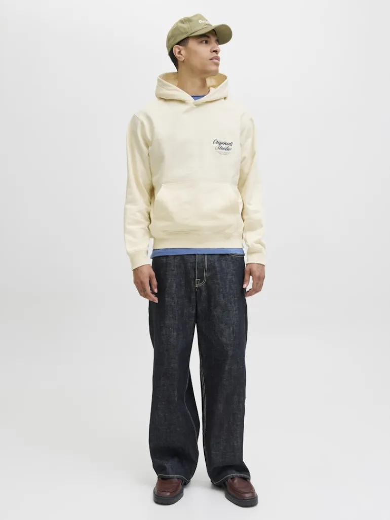 JORNORREBRO TYPO BACK SWEAT HOOD SN antique white