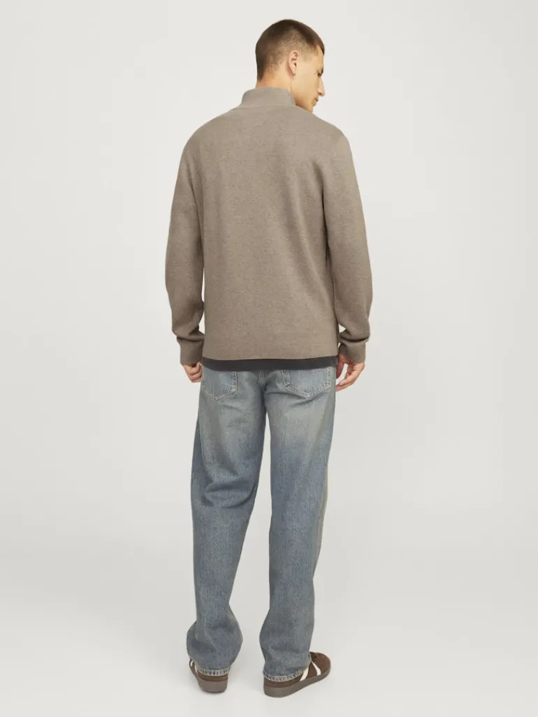JPRBLAMILANO STITCH KNIT HALF ZIP SN greige