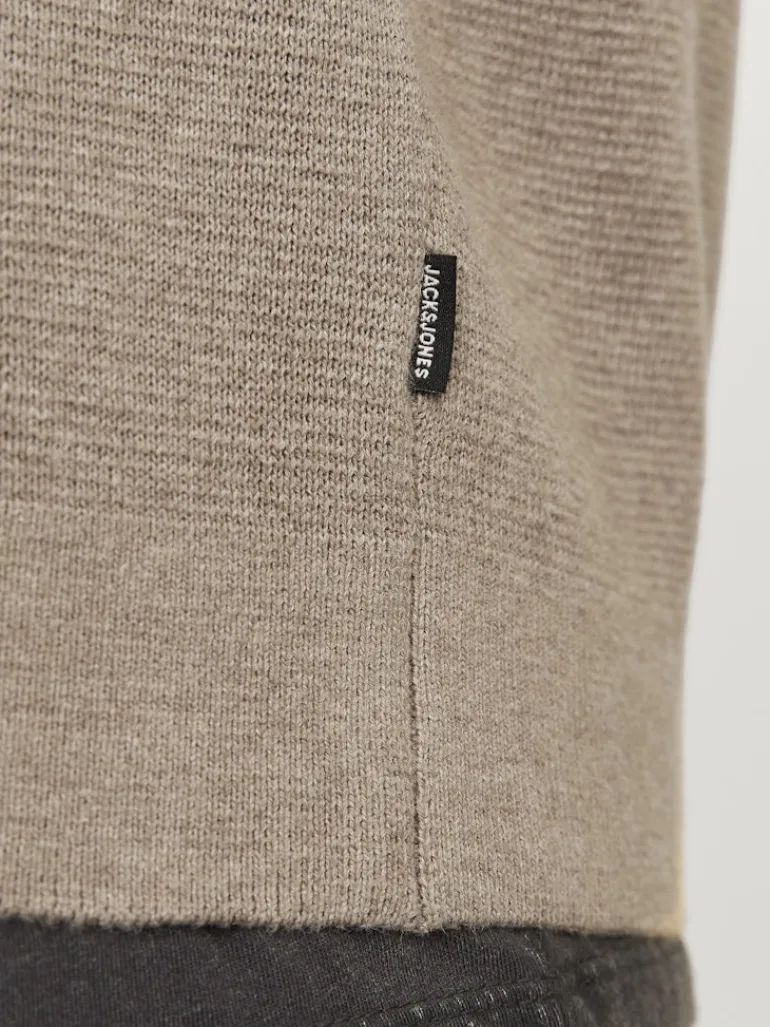 JPRBLAMILANO STITCH KNIT HALF ZIP SN greige