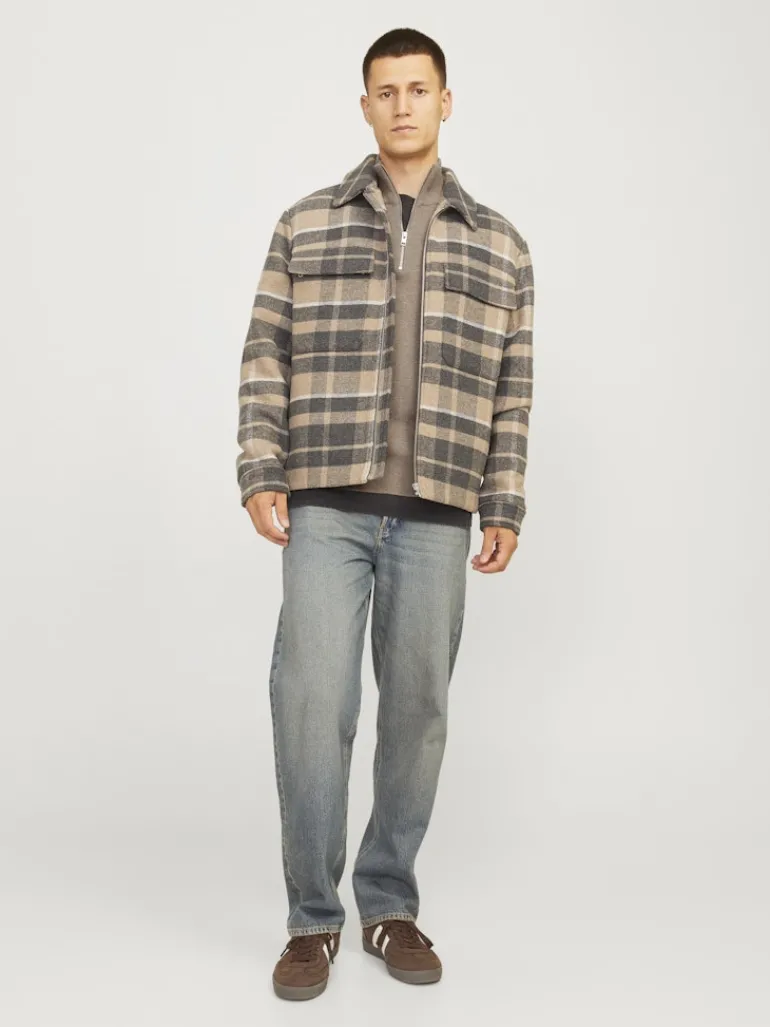 JPRBLAMILANO STITCH KNIT HALF ZIP SN greige