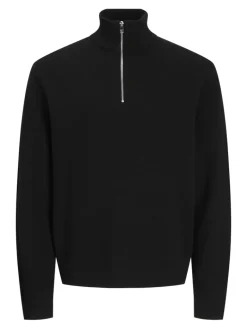 JPRBLAMILANO STITCH KNIT HALF ZIP SN black