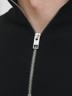 JPRBLAMILANO STITCH KNIT HALF ZIP SN black