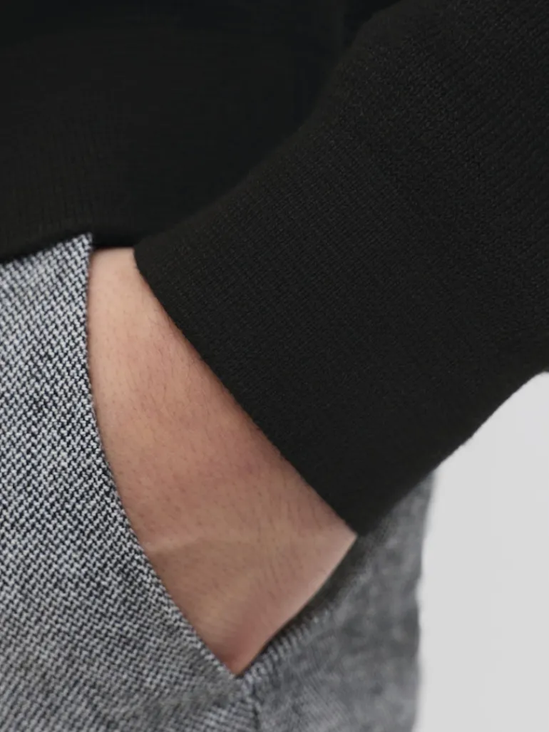 JPRBLAMILANO STITCH KNIT HALF ZIP SN black