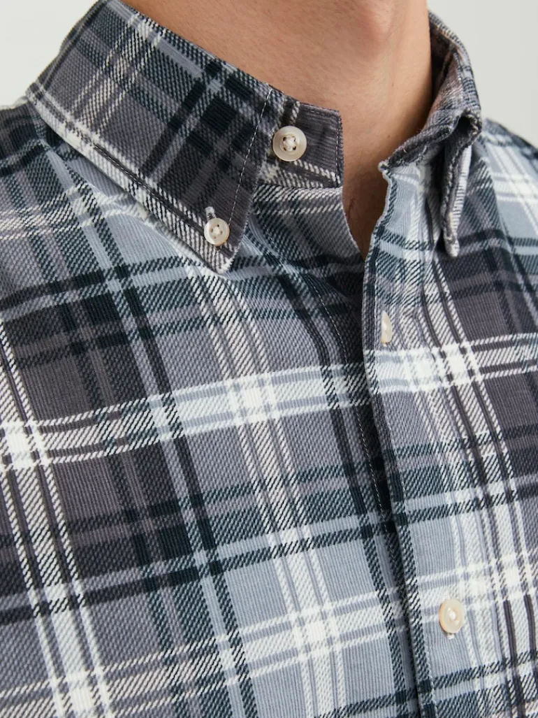JPRBLUBROOK CORD X-MAS SHIRT L/S CH LN whisper white