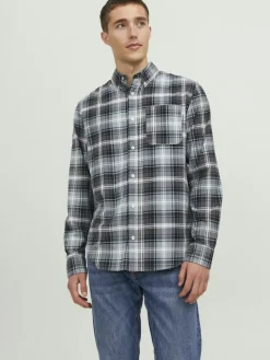 JPRBLUBROOK CORD X-MAS SHIRT L/S CH LN whisper white
