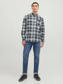 JPRBLUBROOK CORD X-MAS SHIRT L/S CH LN whisper white