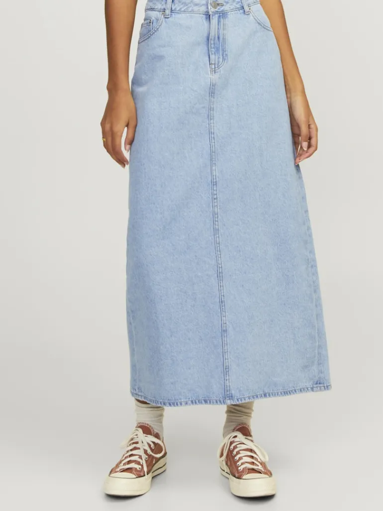 JXAURA LONG MW DENIM SKIRT DNM light blue denim