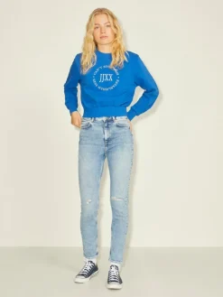JXBELLA LS RELAXED VINT SWEAT SN blue iolite-bright white print