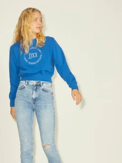 JXBELLA LS RELAXED VINT SWEAT SN blue iolite-bright white print