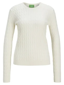 JXCARA COMFY CABLE CREW NECK KNIT vanilla ice