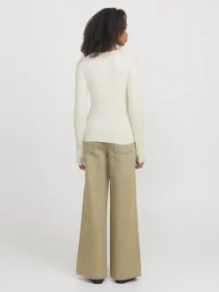 JXCARA COMFY CABLE CREW NECK KNIT vanilla ice