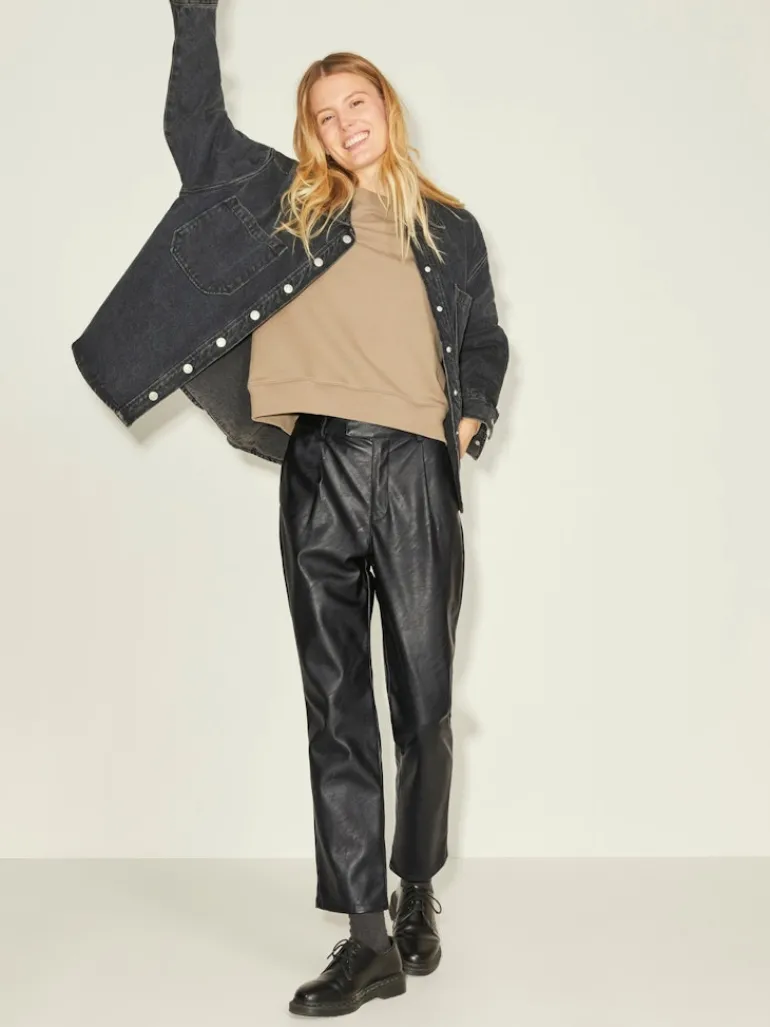 JXCATIE FAUX LEATHER PANTS NOOS black