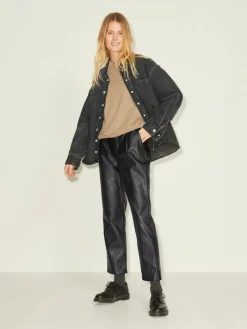 JXCATIE FAUX LEATHER PANTS NOOS black