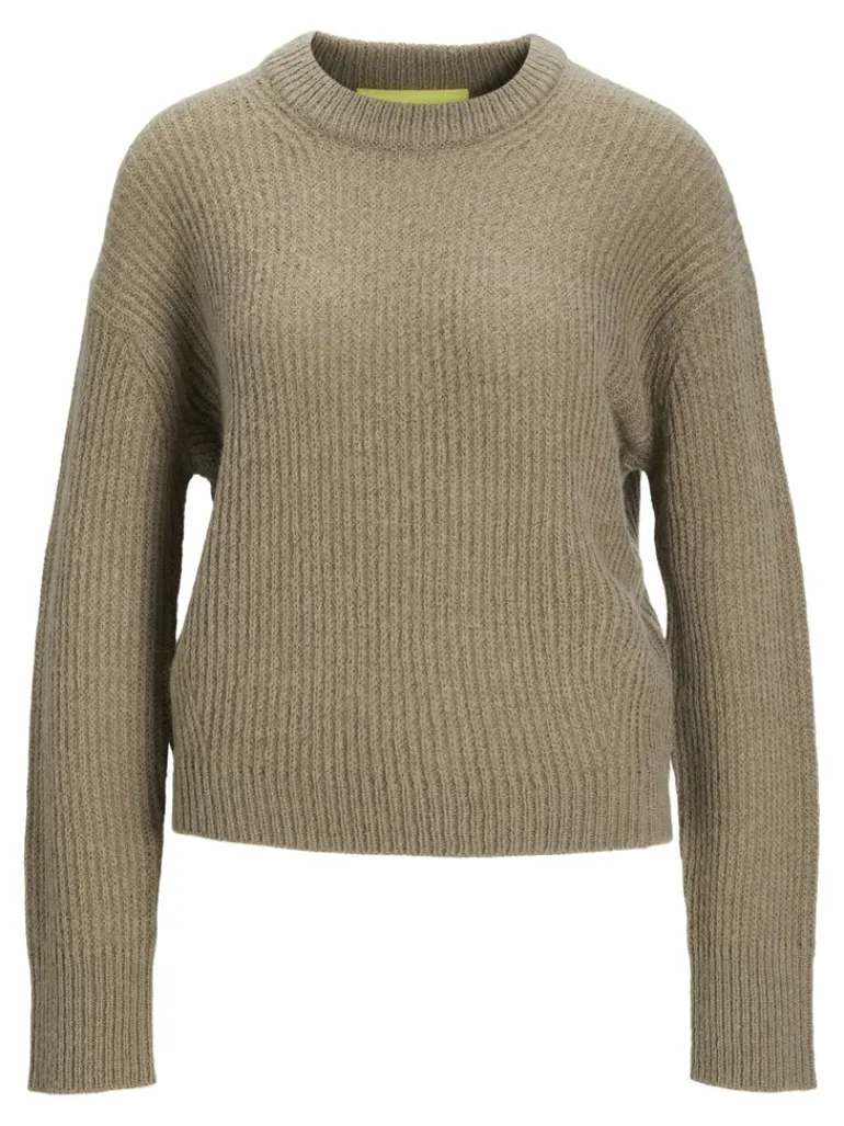 JXEMBER FLUFFY CREW NECK KNIT brindle