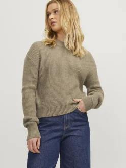 JXEMBER FLUFFY CREW NECK KNIT brindle